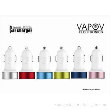 4.2 A Intelligent  AL Alloy Dual USB  Car Charger For Apple